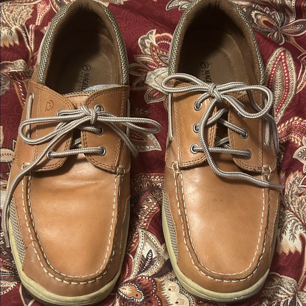 Magellan Outdoors Brown Leather Boat Shoes